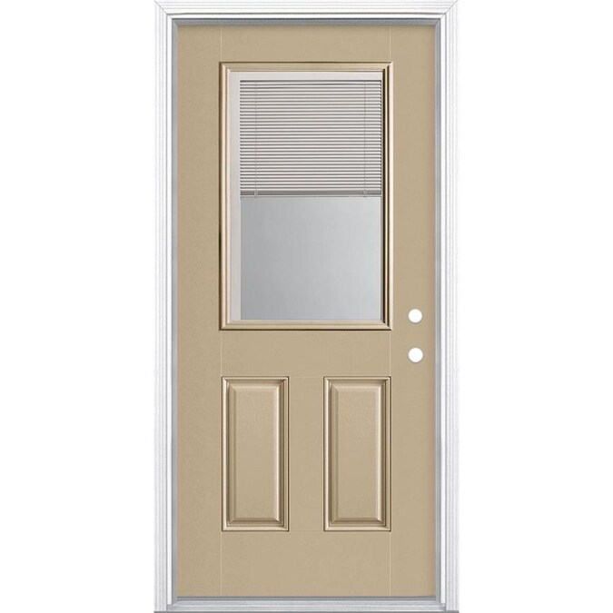 Masonite 36 In X 80 Fiberglass Half Lite Left Hand Inswing Sandy S Painted Prehung Single Front Door With Brickmould And Blinds The Doors Department At Com - How To Install Blinds On Fiberglass Door Masonite 36 In X 80 Fiberglass Half Lite Left Hand Inswing Sandy S Painted Prehung Single Front Door With Brickmould And Blinds The Doors Department At Com - How To Install Blinds On Fiberglass Door