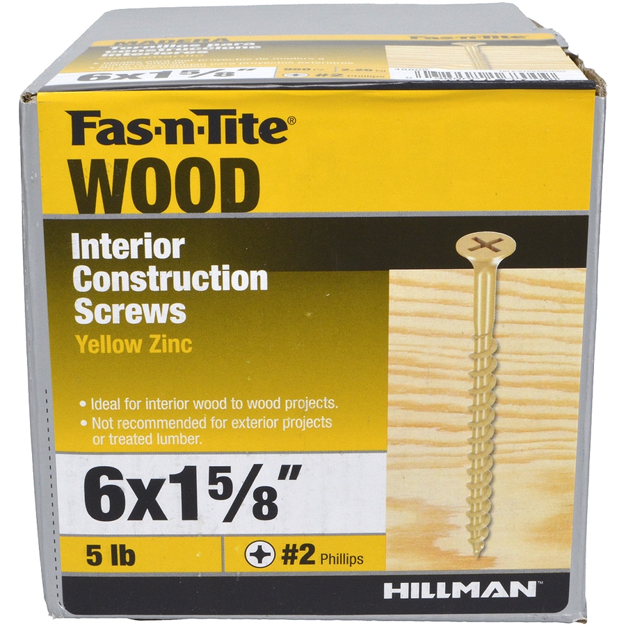 5-lbs Fas-n-Tite #6 x 1-5/8-in Yellow Zinc Flat Interior Wood Screws