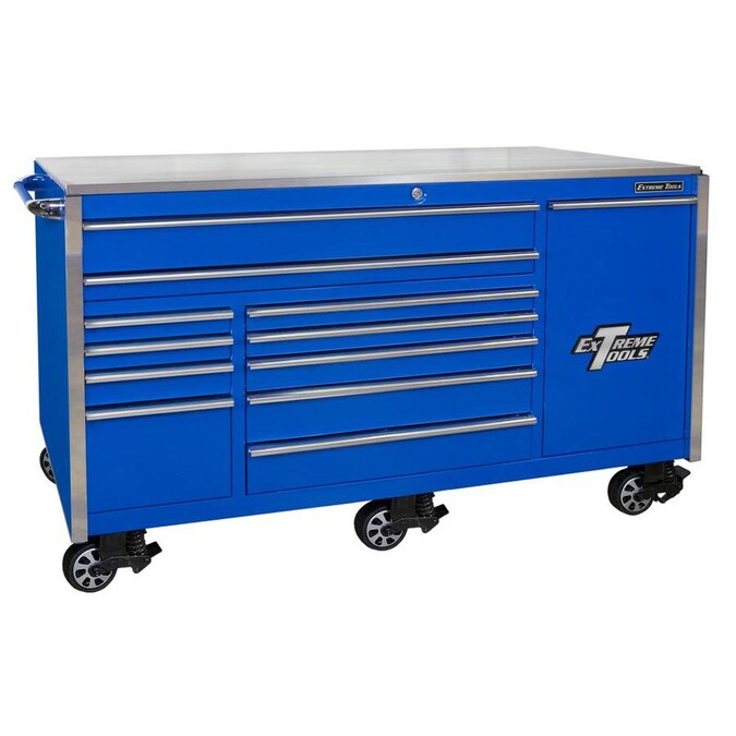 Blue Extreme Tools EX7217RCBL 72/" 17 Drawer Triple Bank Roller Cabinet