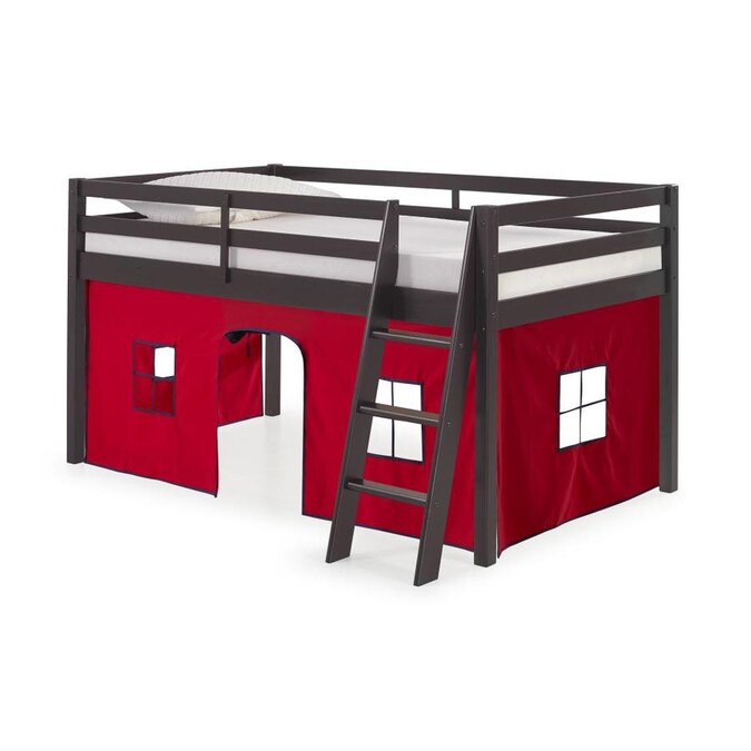 Alaterre Roxy Pine Twin Junior Loft Bed Cinnamon with Blue /& Red Tent