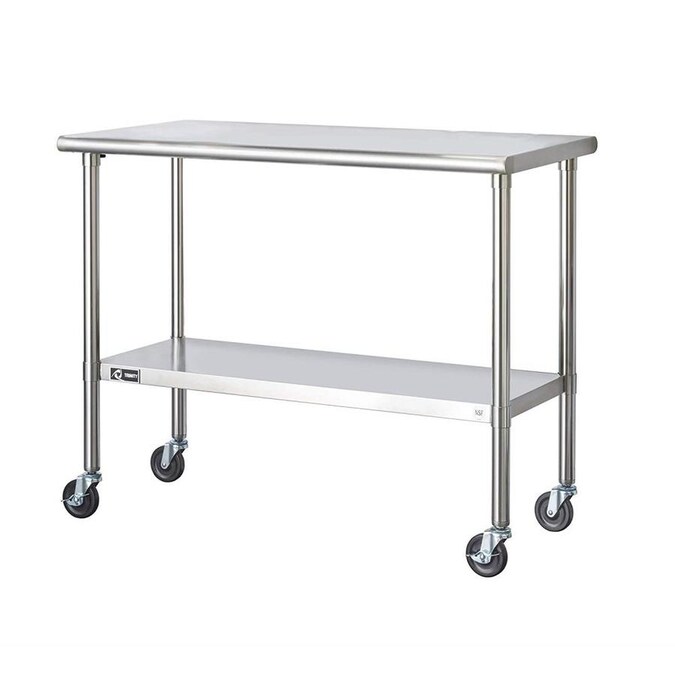 Trinity Stainless Steel Steel Base With Stainless Steel Metal Top Prep Table 24 In X 48 In X 38 5 In In The Kitchen Islands Carts Department At Lowes Com