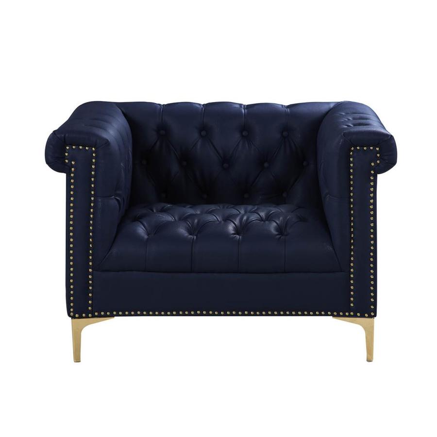 blue leather club chair