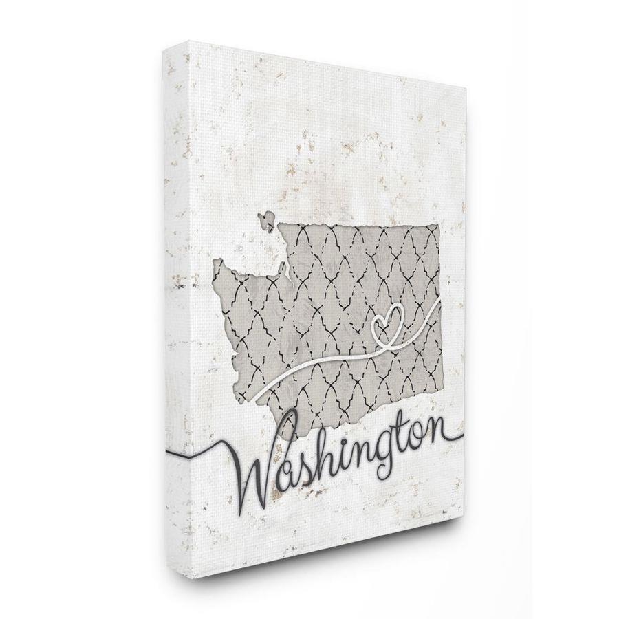 Stupell Industries Stupell Industries Washington Patterned Grey Us State Design Oversized Stretched Canvas Wall Art By Ziwei Li 24 X 1 5 X 30 In The Wall Art Department At Lowes Com