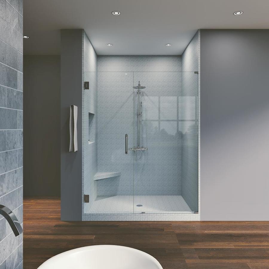 Symphony Shower Doors 80 In H X 43 25 In W Frameless Hinged Nickel Shower Door Clear Glass In The Shower Doors Department At Lowes Com