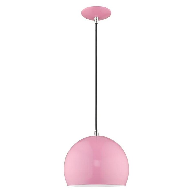 Livex Lighting Metal Shade Mini Pendants Shiny Pink Modern Contemporary Dome Pendant Light In The Department At Com - Pink Pendant Light