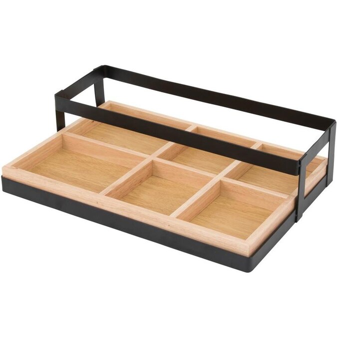 Mind Reader 6JASTEP-BLK 6 Compartment Condiment Server Stand Black Bars Garnish Station for Restaurant Clear 2 Tier 9.5 W x 7.25 H Removable Jars