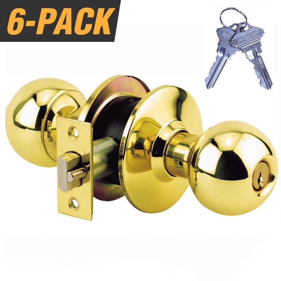 Grip Tight Tools Polished Brass Keyed Entry Door Knob 6 Pack In The Door Knobs Department At Lowes Com