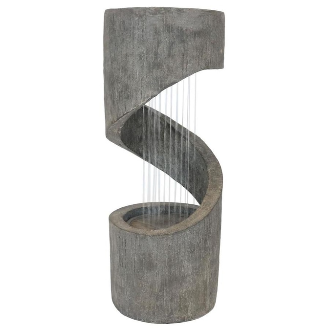 108 x 44.5 x 23.5 cm stainless steel Dehner Curve Garden Fountain with LED Lighting Approx silver