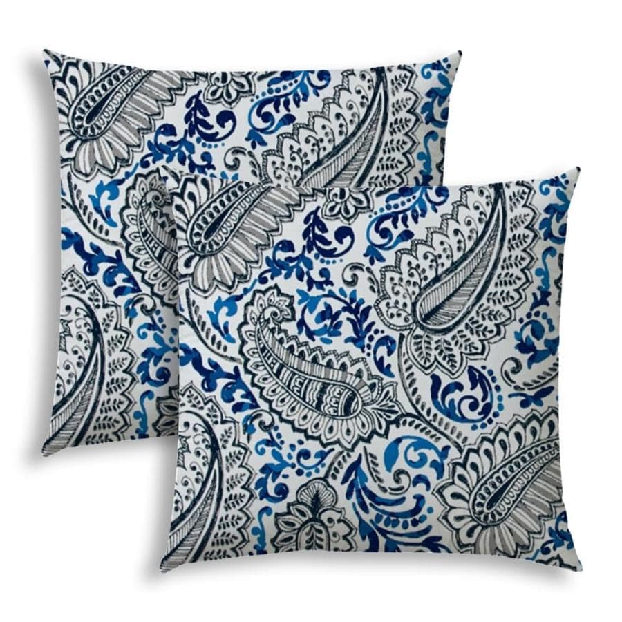 Joita 2 Piece 14 In X In White Cobalt Navy Blue Polyester Square Indoor Decorative Pillow In The Throw Pillows Department At Lowes Com