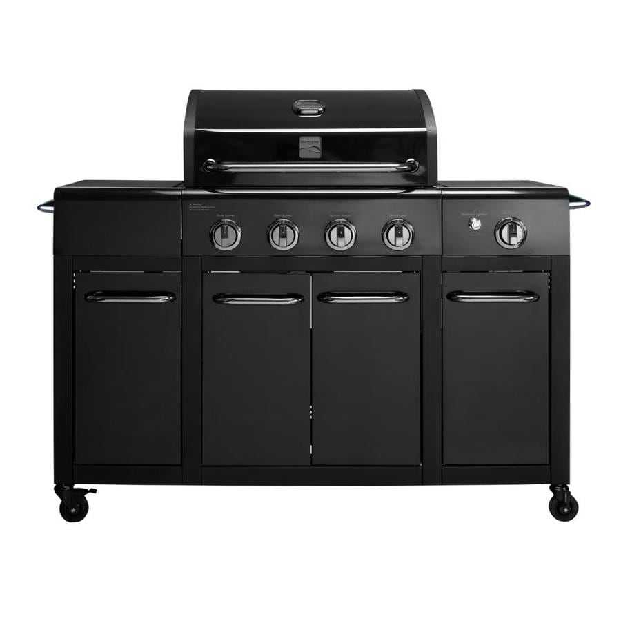 Kenmore Two Tone Black On Black 4 Burner Liquid Propane Gas Grill With 1 Side Burner In The Gas Grills Department At Lowes Com