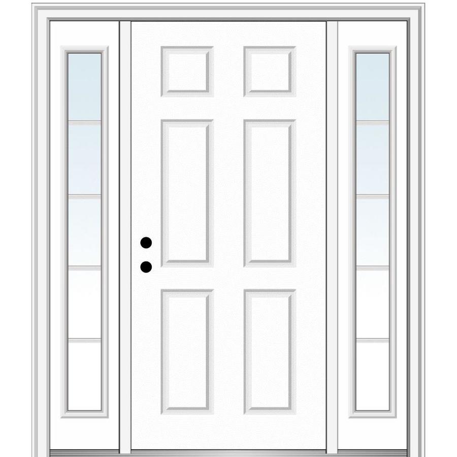 Mmi Door 60 In X 80 In Fiberglass Right Hand Inswing Primed Prehung Single Front Door With Sidelights With Brickmould In The Front Doors Department At Lowes Com