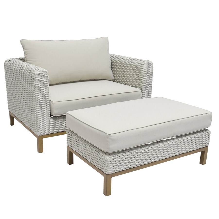 Allen Roth Veda Springs 2 Piece Metal Frame Patio Conversation Set With Cushions In The Patio Conversation Sets Department At Lowes Com