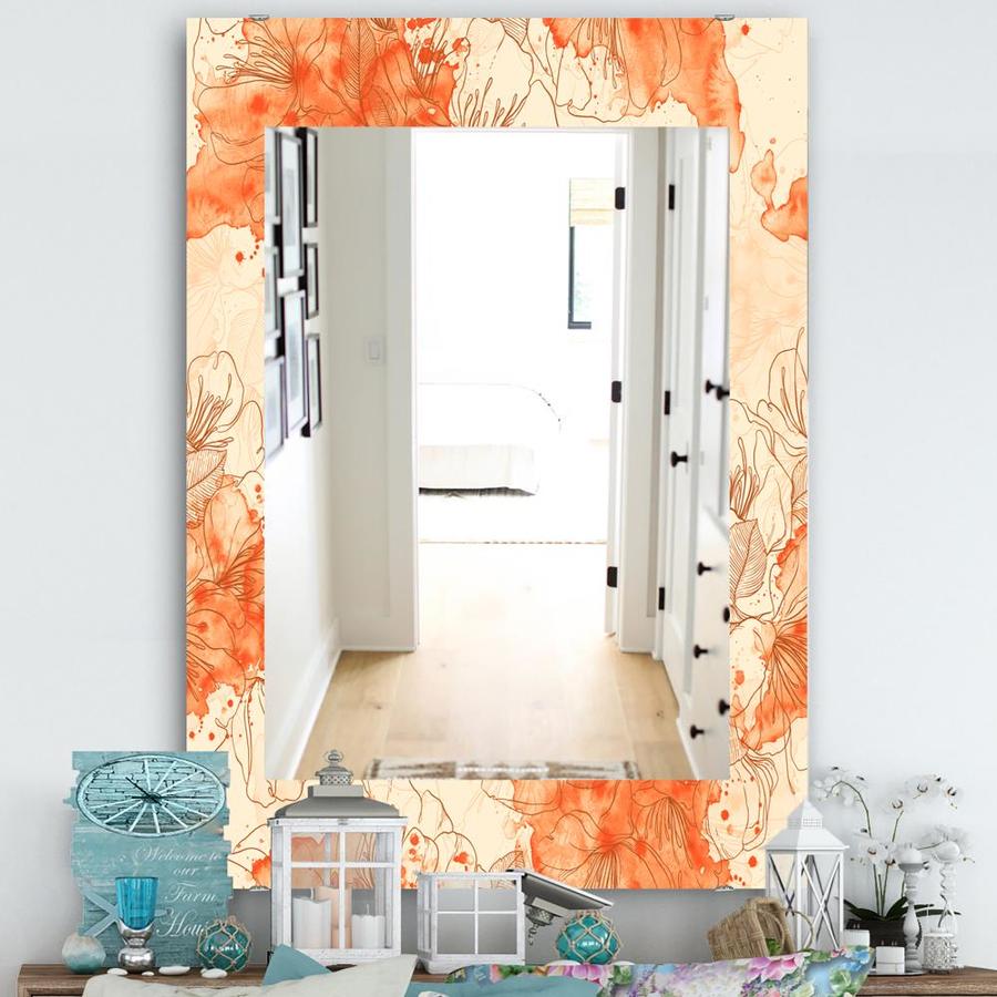 Designart 23 6 In L X 23 6 In W Orange Polished Wall Mirror In The Mirrors Department At Lowes Com