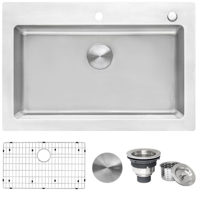 Ruvati Modena Drop In 33 X 22 Brushed Stainless Single Bowl 2 Hole Kitchen Sink The Sinks Department At Com - 22 X 33 Kitchen Sink Single Bowl Ruvati Modena Drop In 33 X 22 Brushed Stainless Single Bowl 2 Hole Kitchen Sink The Sinks Department At Com - 22 X 33 Kitchen Sink Single Bowl