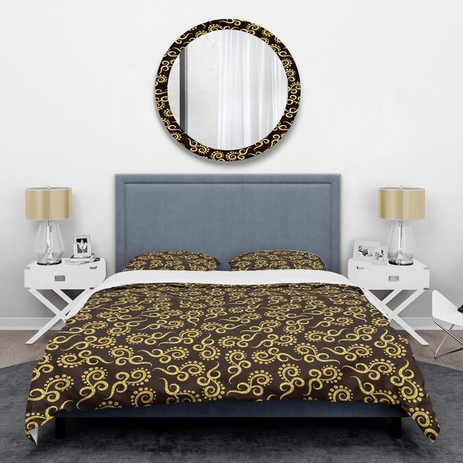 Designart Gold And Black Swirl Ii Mid Century Modern Duvet Cover Set In The Bedding Sets Department At Com - Black And Gold Modern Bedding Designart Gold And Black Swirl Ii Mid Century Modern Duvet Cover Set In The Bedding Sets Department At Com - Black And Gold Modern Bedding