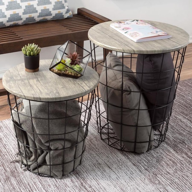 Nesting Small End Table,Vintage Coffee Tables for Small Spaces Nesting End Tables Set of 2 Or 1 for Living Room Side End Snack Table with Storage Size : S+L