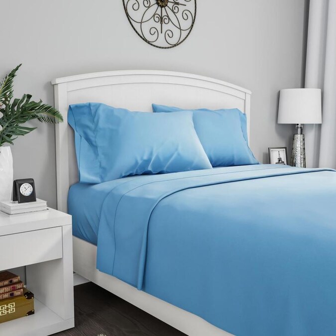 Hastings Home Brushed Microfiber Sheet Set 4 Piece Bed Linens Fitted And Flat Sheets Plus 2 Pillowcases Wrinkle Stain Fade Resistant By Full Blue In The Department - Queen Plus Bed Sheets Hastings Home Brushed Microfiber Sheet Set 4 Piece Bed Linens Fitted And Flat Sheets Plus 2 Pillowcases Wrinkle Stain Fade Resistant By Full Blue In The Department - Queen Plus Bed Sheets