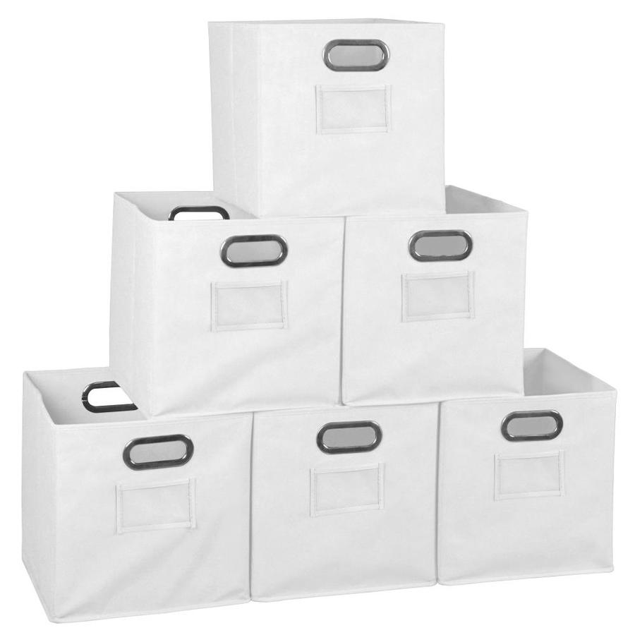 white fabric storage bins