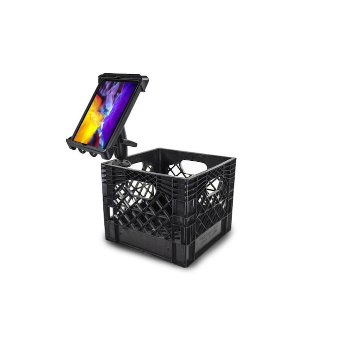 AutoExec AUE80022 Milk Crate Vehicle and Mobile Office Work Station with Apron Power Inverter and Phone Mount Laptop Tray