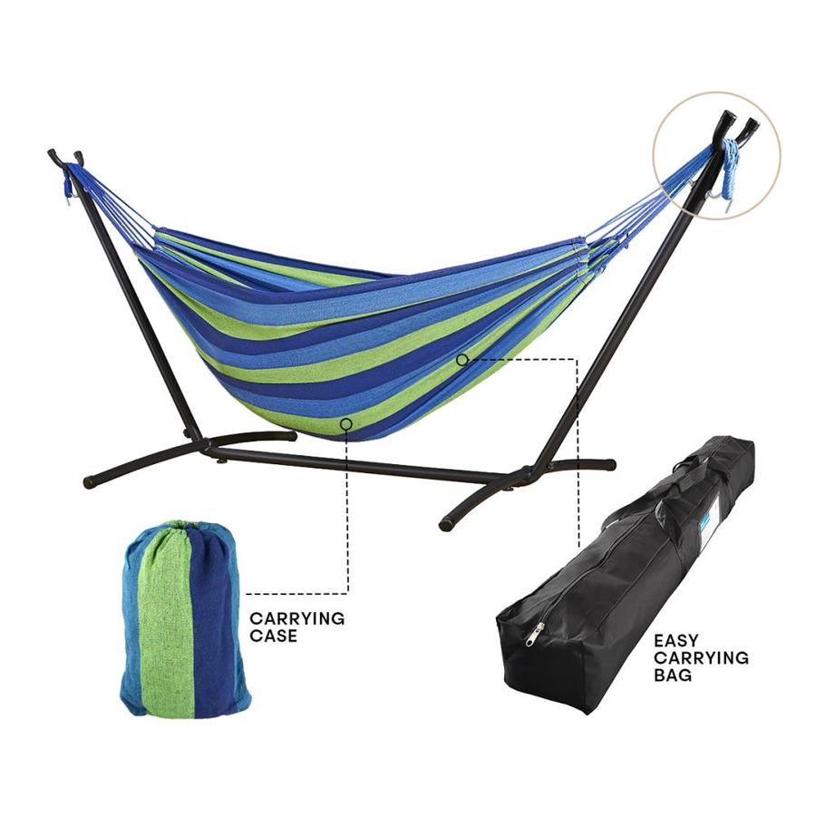 Light Blue Fabric Hammock with Stand in 