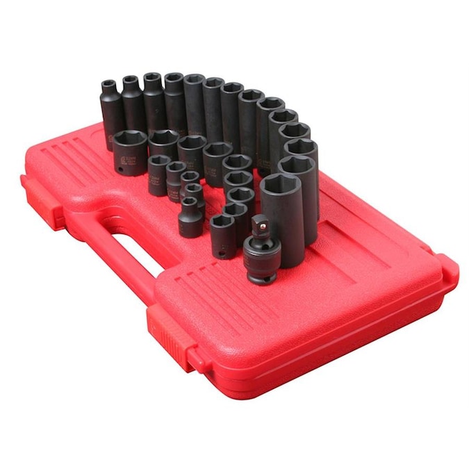 SAE /& Metric Low Profile Impact Socket Set w// Ratchet Sunex 3325SR 25pc 3//8/" Dr