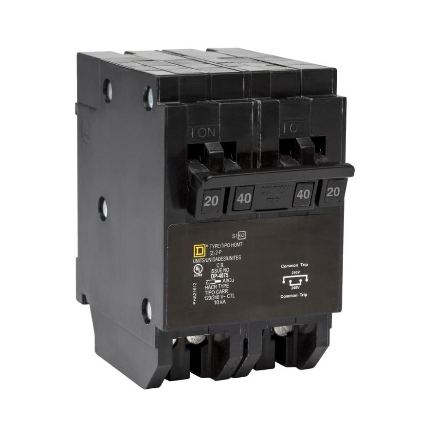 Square D Homeline 20 Amp 40 Amp 2 Pole Quad Circuit Breaker In The Circuit Breakers Department At Lowes Com