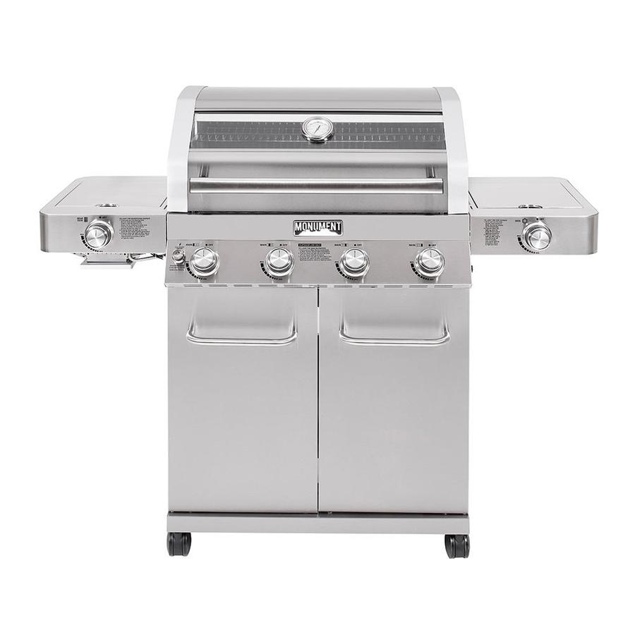 Monument Clearview Stainless Steel 4 Burner Liquid Propane Gas Grill With 2 Side Burners In The Gas Grills Department At Lowes Com