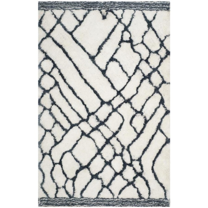 Blue Ivory 8' x 10' Safavieh Toronto Shag Collection SGT722K Handmade Moroccan 1.25-inch Thick Area Rug 