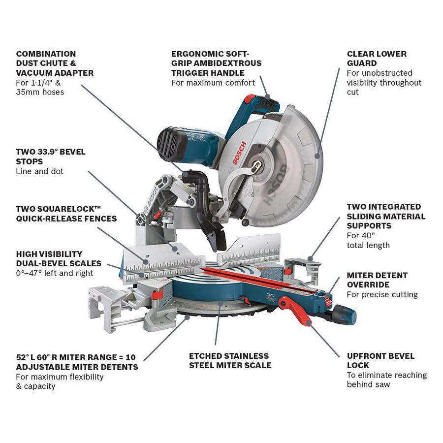 Bosch Glide 12in 15Amp Dual Bevel Sliding Compound Corded Miter Saw