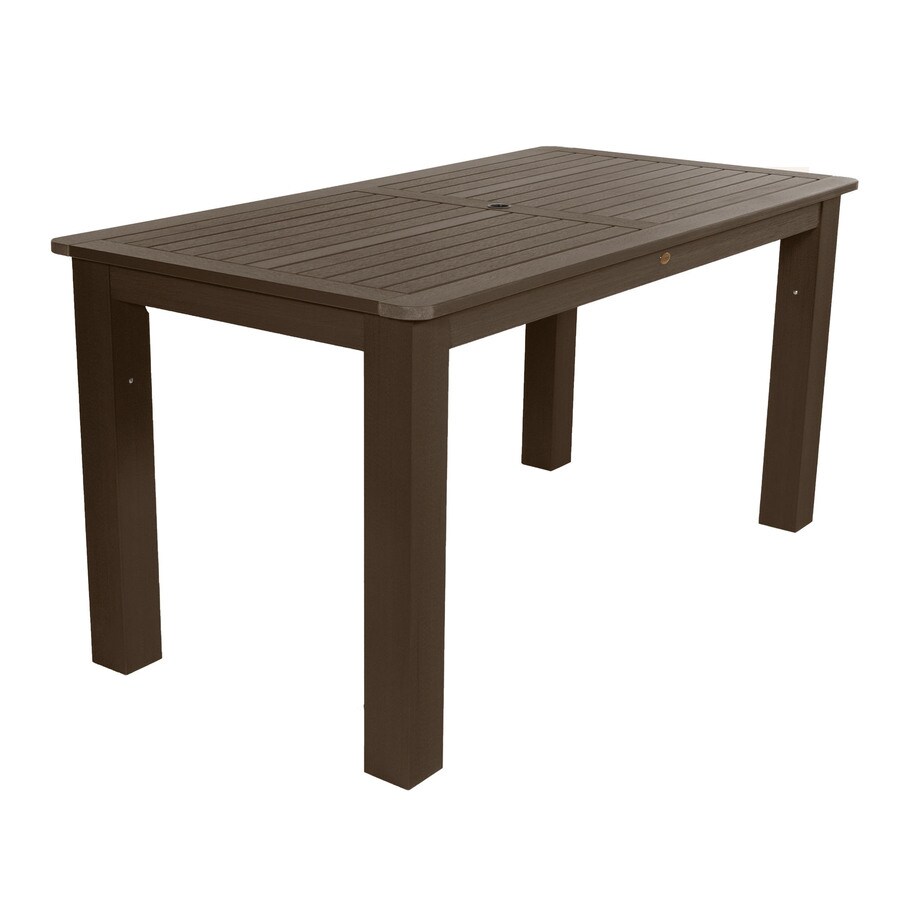 Highwood Rectangle Outdoor Counter Table 37 1 In W X 72 In L With Umbrella Hole In The Patio Tables Department At Lowes Com