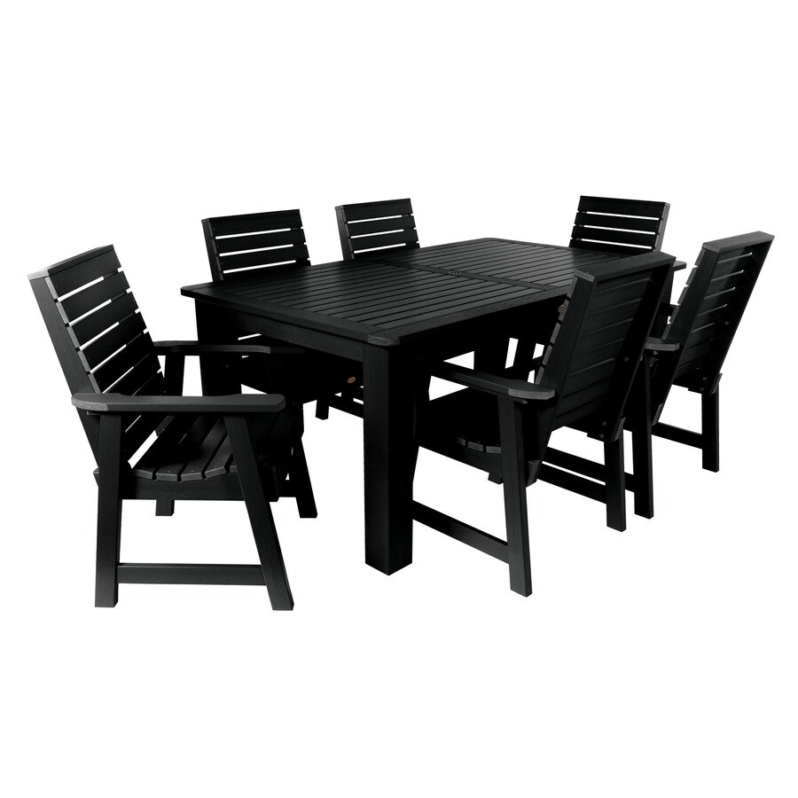 Highwood The Weatherly Collection 7 Piece Black Frame Patio Set In The Patio Dining Sets Department At Lowes Com