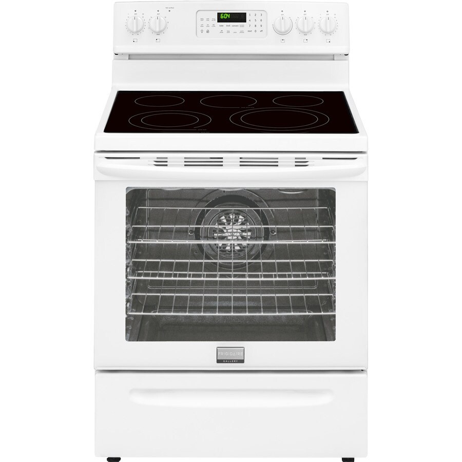 Frigidaire Gallery Smooth Surface Freestanding 5 Element 5 8 Cu Ft Self Cleaning Convection Electric Range White Common 30 In Actual 29 875 In In The Single Oven Electric Ranges Department At Lowes Com