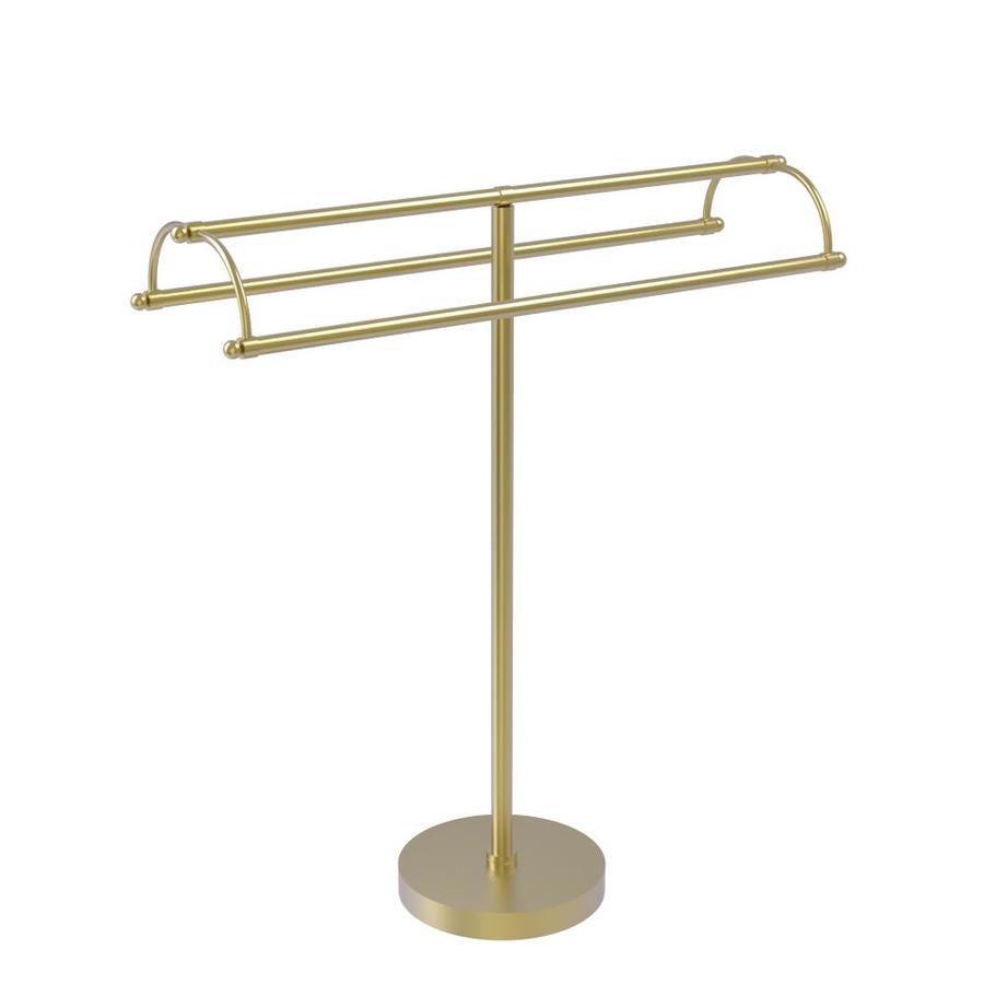 Allied Brass Free Standing Double Arm Towel Holder in Satin Brass in