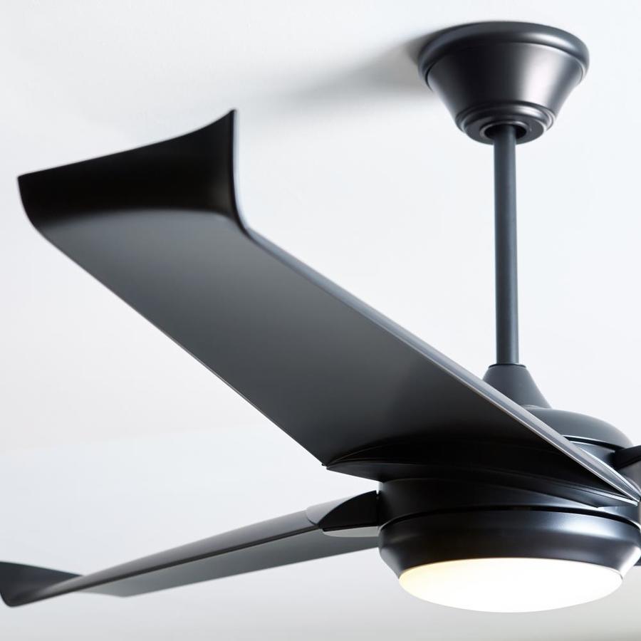 Monte Carlo Orville Collection 60-in Matte Black LED Indoor/Outdoor Ceiling Fan with Light Kit 
