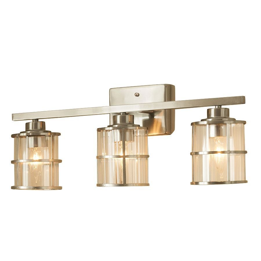 Shop allen + roth Kenross 3-Light Brushed Nickel Cage Vanity Light Bar