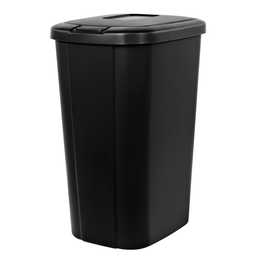 Home Logic 13 Gallon Black Plastic Trash Can With Lid In The Trash Cans Department At Lowescom