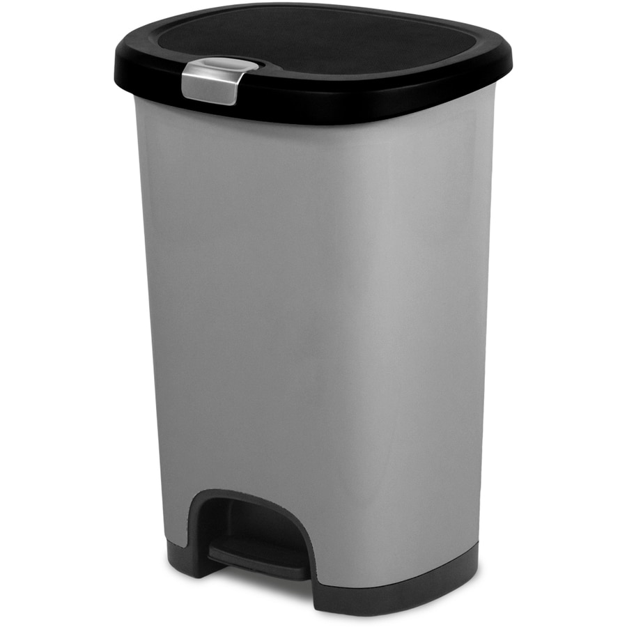 Hefty 128 Gallon Silver Plastic Touchless Trash Can With Lid In The Trash Cans Department At Lowescom