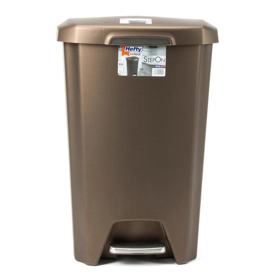 Hefty 1225 Gallon Bronze Plastic Touchless Trash Can With Lid In The Trash Cans Department At Lowescom