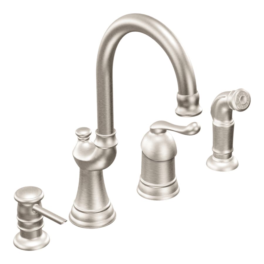 Moen Muirfield Classic Stainless 1 Handle Deck Mount High Arc Kitchen Faucet In The Kitchen Faucets Department At Lowescom