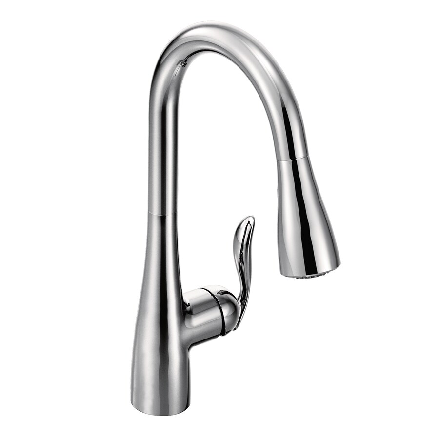Moen Arbor Chrome 1 Handle Deck Mount Pull Down Handle Kitchen Faucet Deck Plate Included In The Kitchen Faucets Department At Lowescom