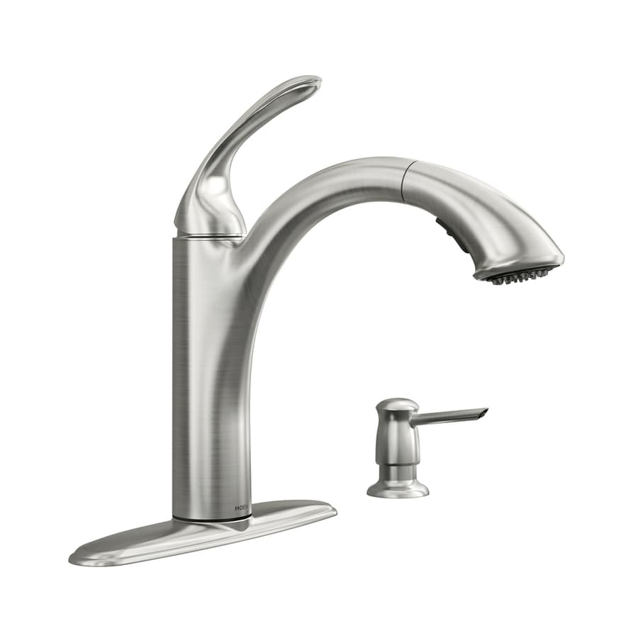 Moen Kinzel Spot Resist Stainless 1 Handle Pull Out Kitchen Faucet Deck Plate Included In The Kitchen Faucets Department At Lowescom