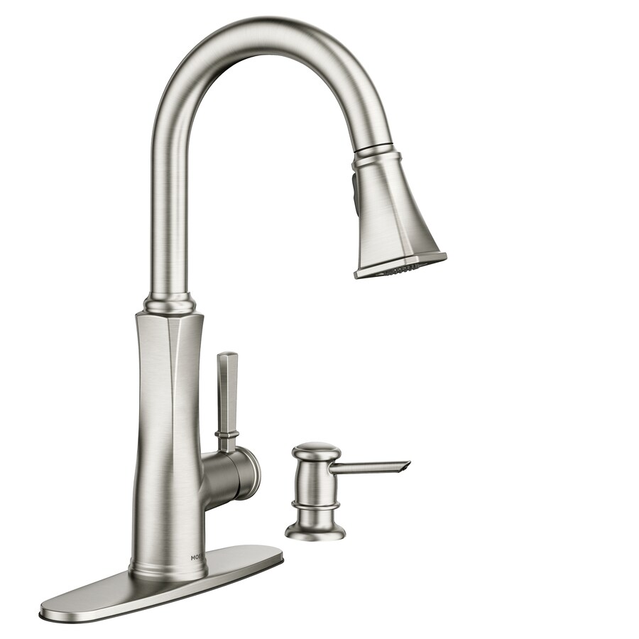Moen Lizzy Spot Resist Stainless 1 Handle Deck Mount Pull Down Handle Kitchen Faucet Deck Plate Included In The Kitchen Faucets Department At Lowescom