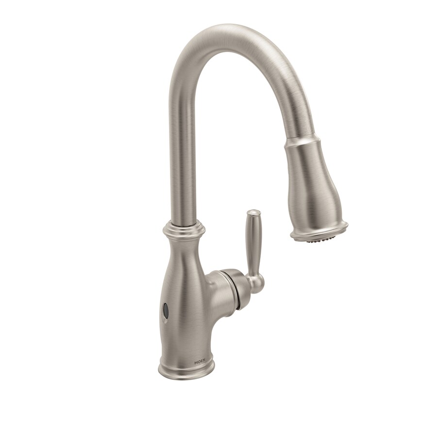 Moen Brantford Spot Resist Stainless 1 Handle Deck Mount High Arc Touchless Kitchen Faucet Deck Plate Included In The Kitchen Faucets Department At Lowescom
