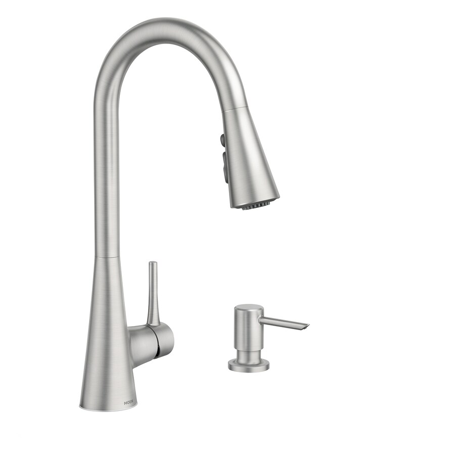 Moen Sarai Spot Resist Stainless 1 Handle Deck Mount Pull Down Handle Kitchen Faucet Deck Plate Included In The Kitchen Faucets Department At Lowescom