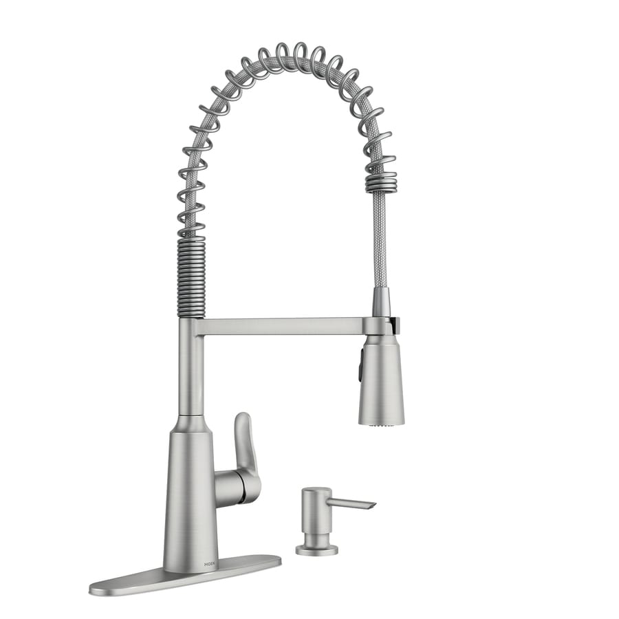 Moen Edwyn Spot Resist Stainless 1 Handle Deck Mount Pull Down Handle Kitchen Faucet Deck Plate Included In The Kitchen Faucets Department At Lowescom