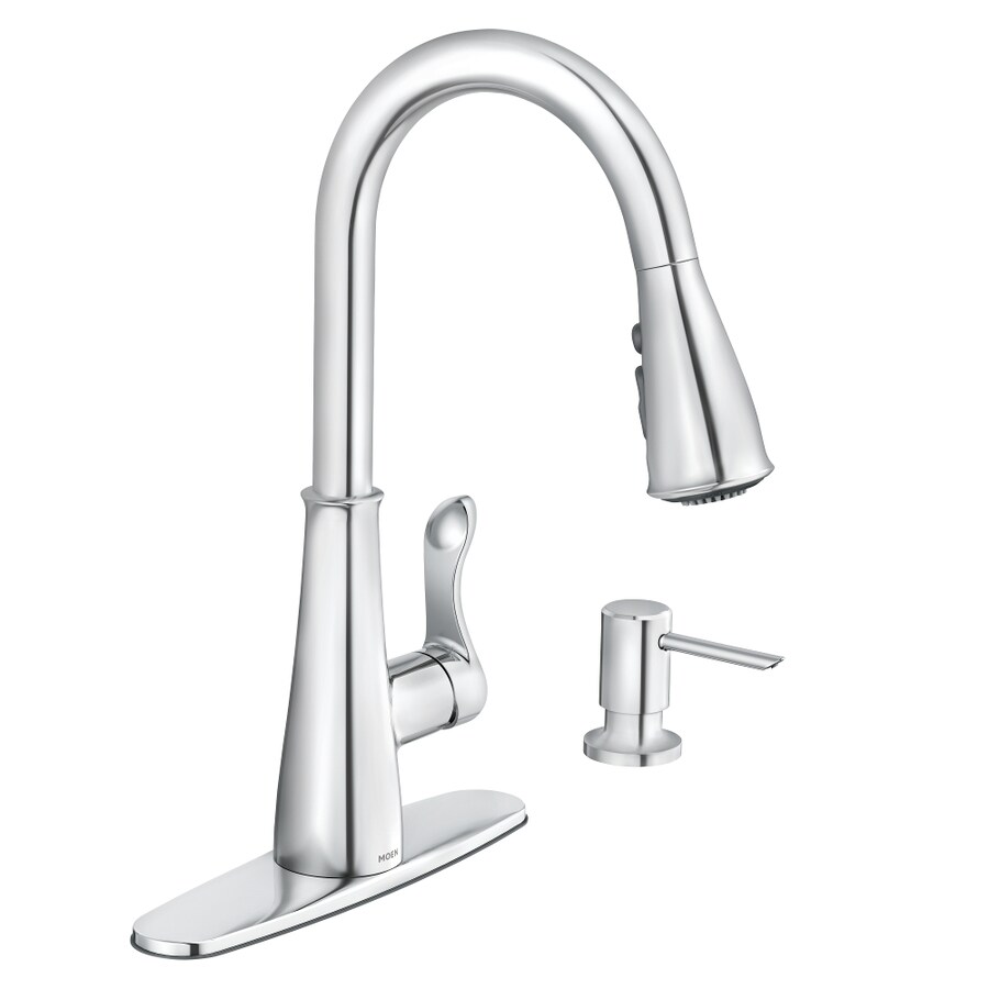 Moen Hadley Chrome 1 Handle Deck Mount Pull Down Handle Kitchen Faucet Deck Plate Included In The Kitchen Faucets Department At Lowescom