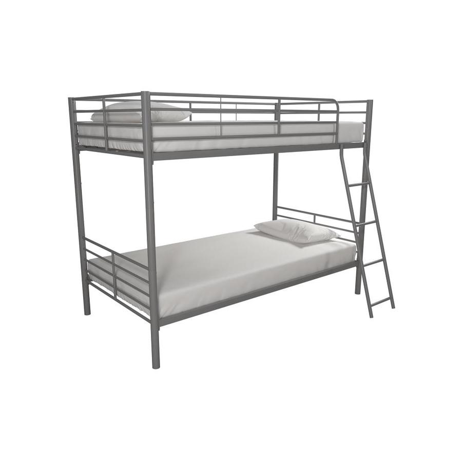 dorel twin over full silver metal bunk bed with set of 2 mattresses