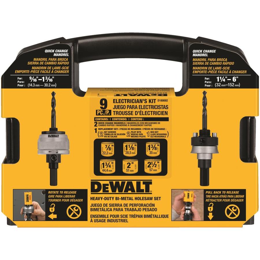 DEWALT 9 PieceElectrician's Hole Saw Kit in the Hole Saws & Kits