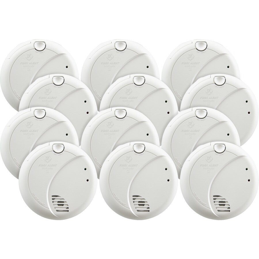 First Alert Brk 12 Pack Ac Hardwired 1 Volt Photoelectric Sensor Smoke Detector In The Smoke Detectors Department At Lowes Com