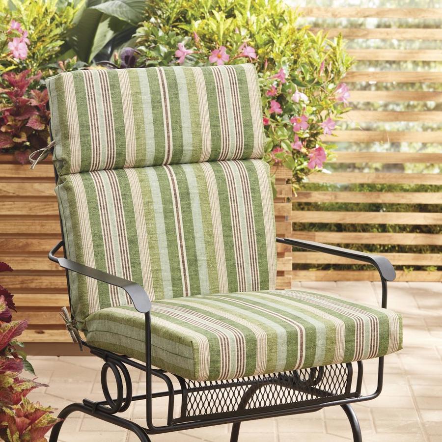 allen + roth 1-Piece Green Stripe High Back Patio Chair Cushion in the